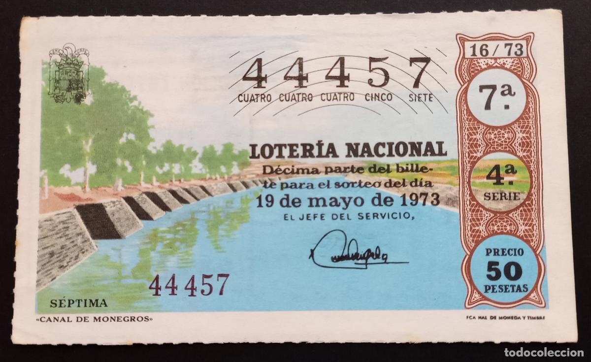 Loter&iacute;a Nacional: D&Eacute;CIMO DE LOTERIA - 19-MAYO-1973 - CANAL DE MONEGROS