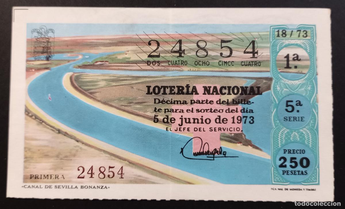 Loter&iacute;a Nacional: D&Eacute;CIMO DE LOTERIA - 5-JUNIO-1973 - CANAL DE SEVILLA, BONANZA