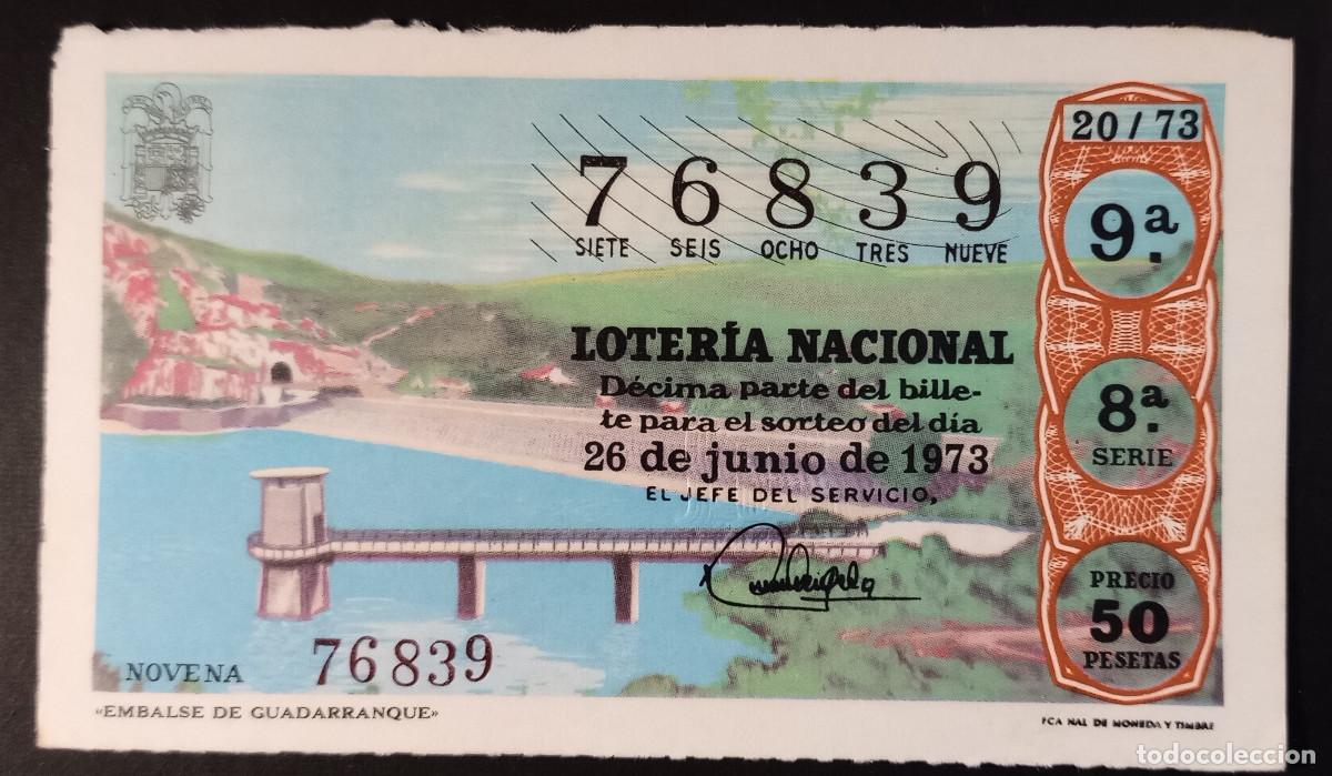 Loter&iacute;a Nacional: D&Eacute;CIMO DE LOTERIA - 26-JUNIO-1973 - EMBALSE DE GUADARRANQUE