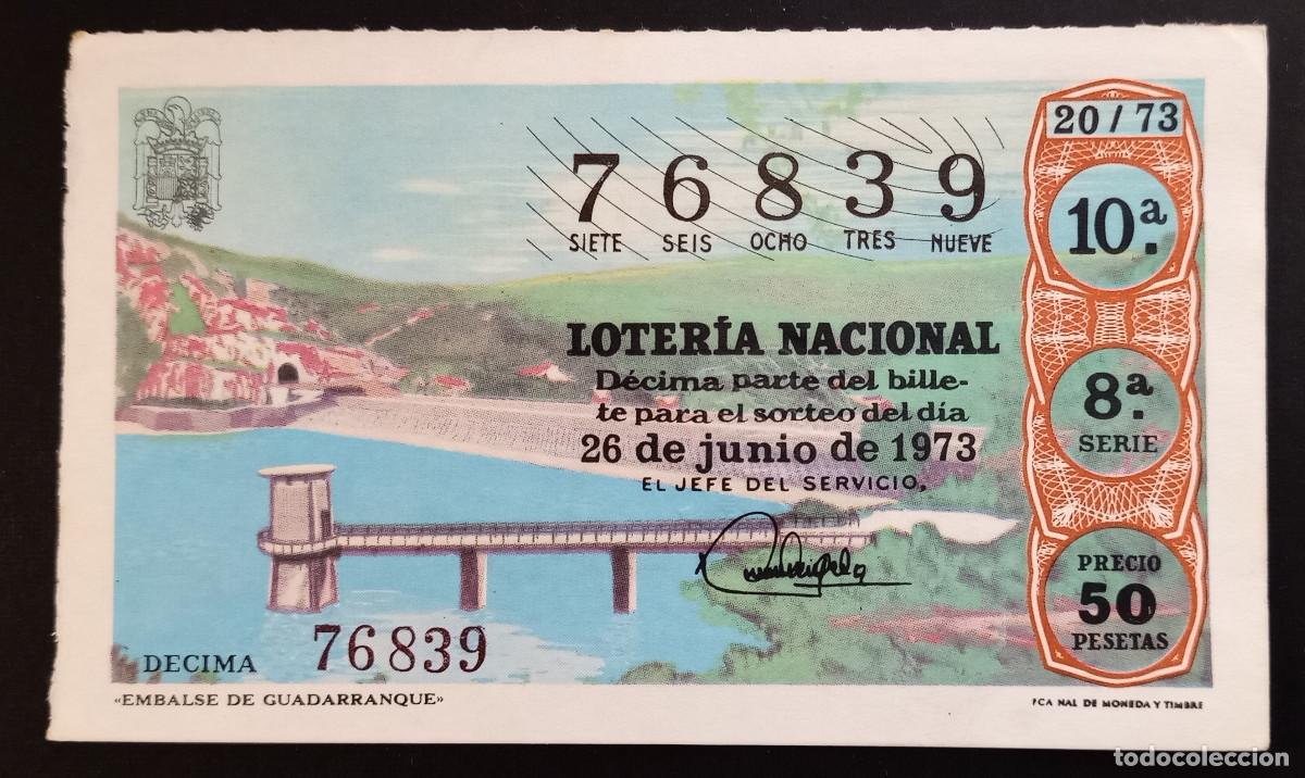 Loter&iacute;a Nacional: D&Eacute;CIMO DE LOTERIA - 26-JUNIO-1973 - EMBALSE DE GUADARRANQUE