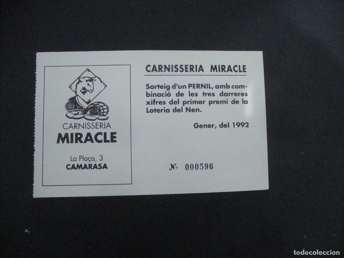 Loter&iacute;a Nacional: PARTICIPACION RIFA SORTEO CARNISSERIA MIRACLE CAMARASA LLEIDA 1992