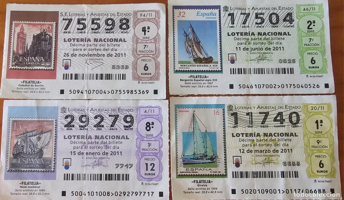 Loter&iacute;a Nacional: Lote 4 D&eacute;cimos Loter&iacute;a Nacional Filatelia