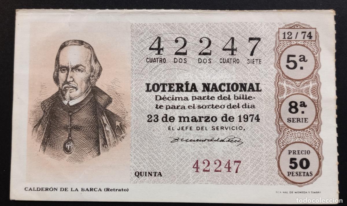 Loter&iacute;a Nacional: D&Eacute;CIMO DE LOTERIA - 23-MARZO-1974 - CALDER&Oacute;N DE LA BARCA