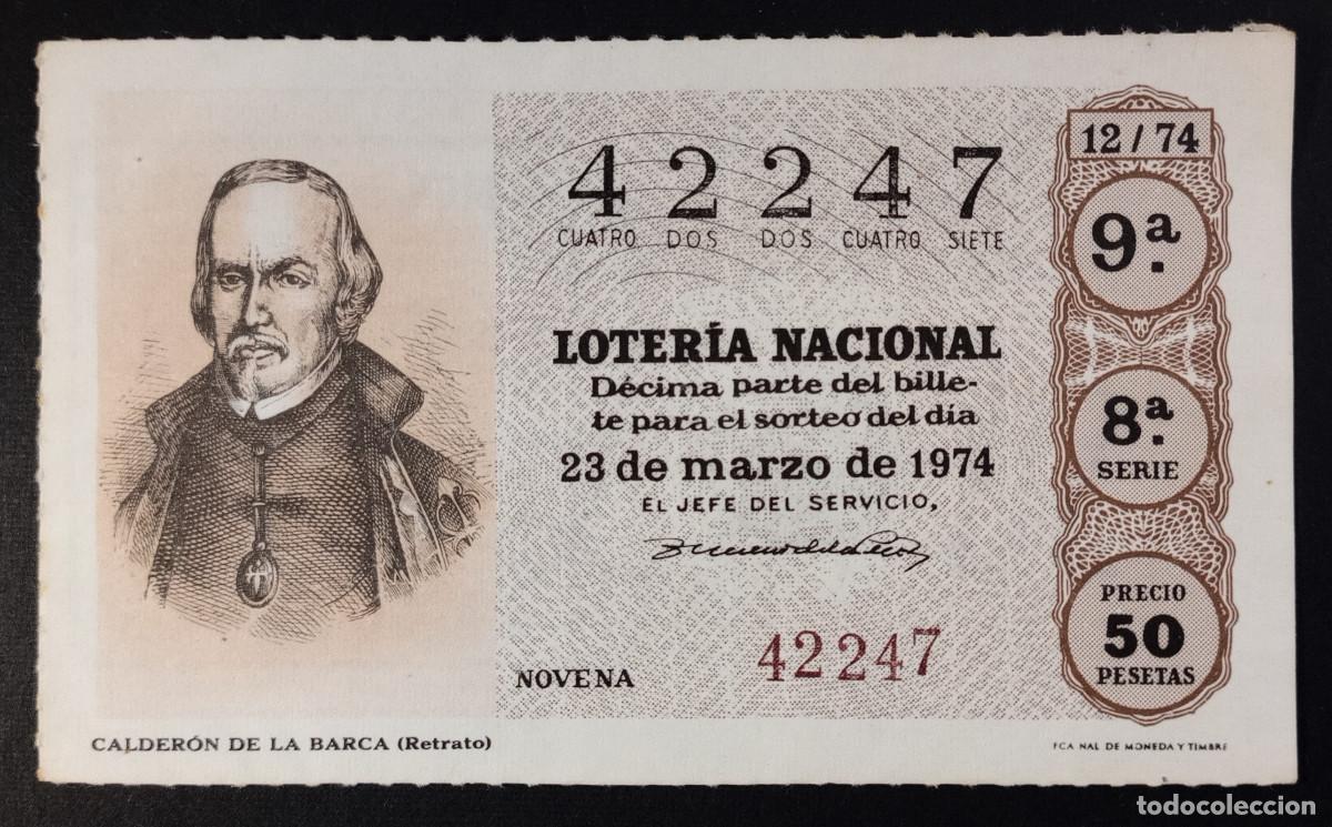 Loter&iacute;a Nacional: D&Eacute;CIMO DE LOTERIA - 23-MARZO-1974 - CALDER&Oacute;N DE LA BARCA