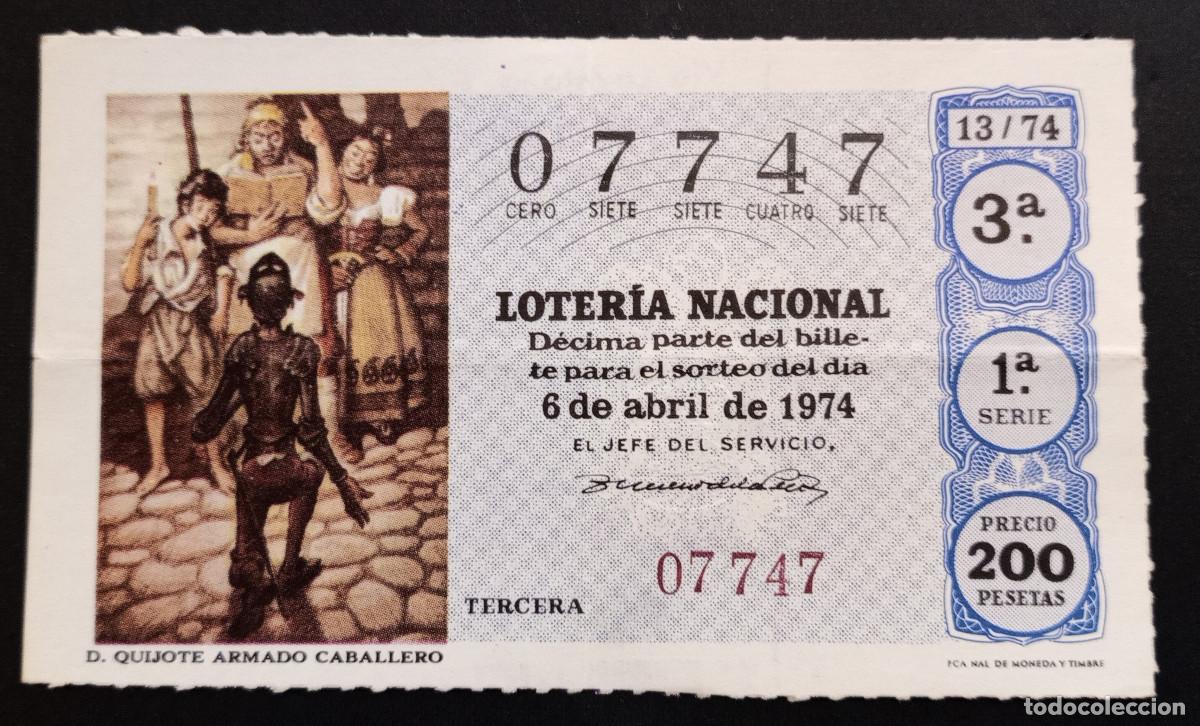Loter&iacute;a Nacional: D&Eacute;CIMO DE LOTERIA - 6-ABRIL-1974 - D. QUIJOTE ARMADO CABALLERO