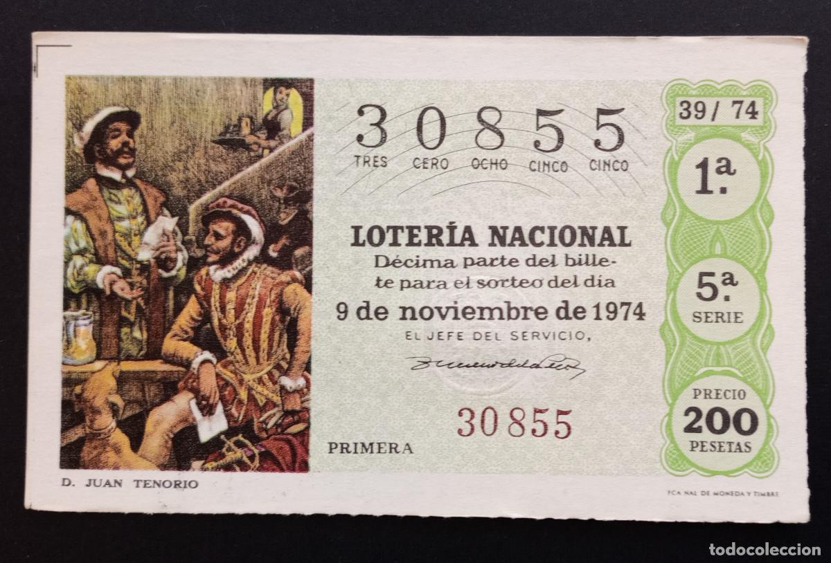 Loter&iacute;a Nacional: D&Eacute;CIMO DE LOTERIA - 9-NOVIEMBRE-1974 - D. JUAN TENORIO