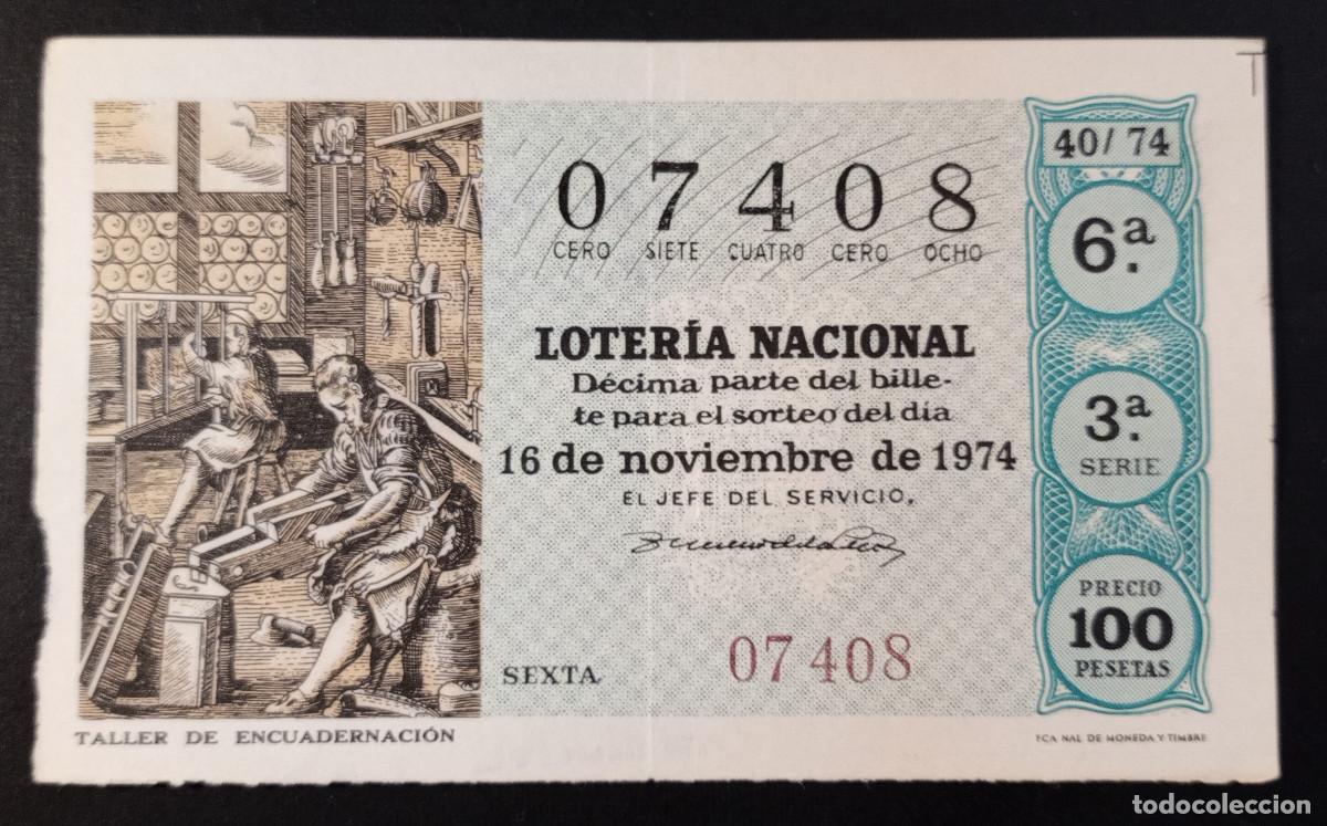 Loter&iacute;a Nacional: D&Eacute;CIMO DE LOTERIA - 16-NOVIEMBRE-1974 - TALLER DE ENCUADERNACI&Oacute;N