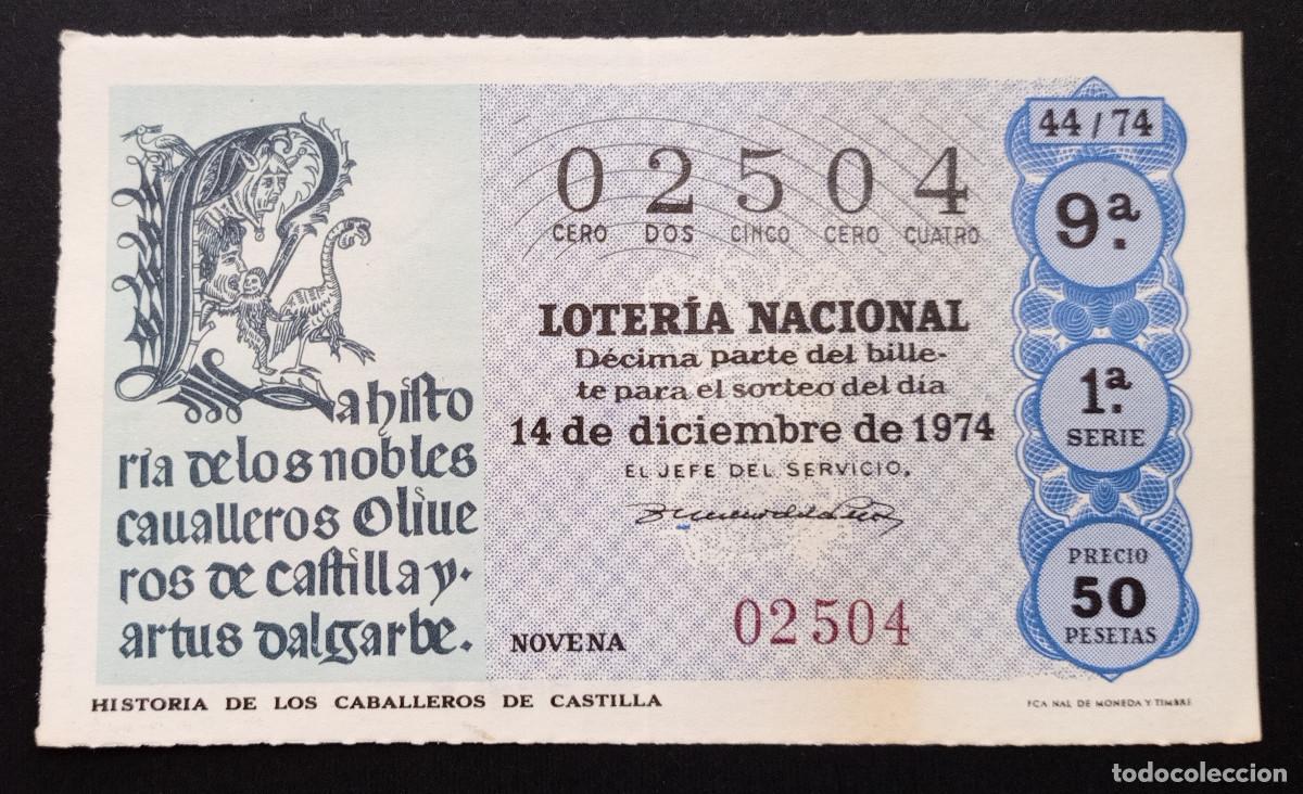 Loter&iacute;a Nacional: D&Eacute;CIMO DE LOTERIA - 14-DICIEMBRE-1974 - HISTORIA DE LOS CABALLEROS DE CASTILLA