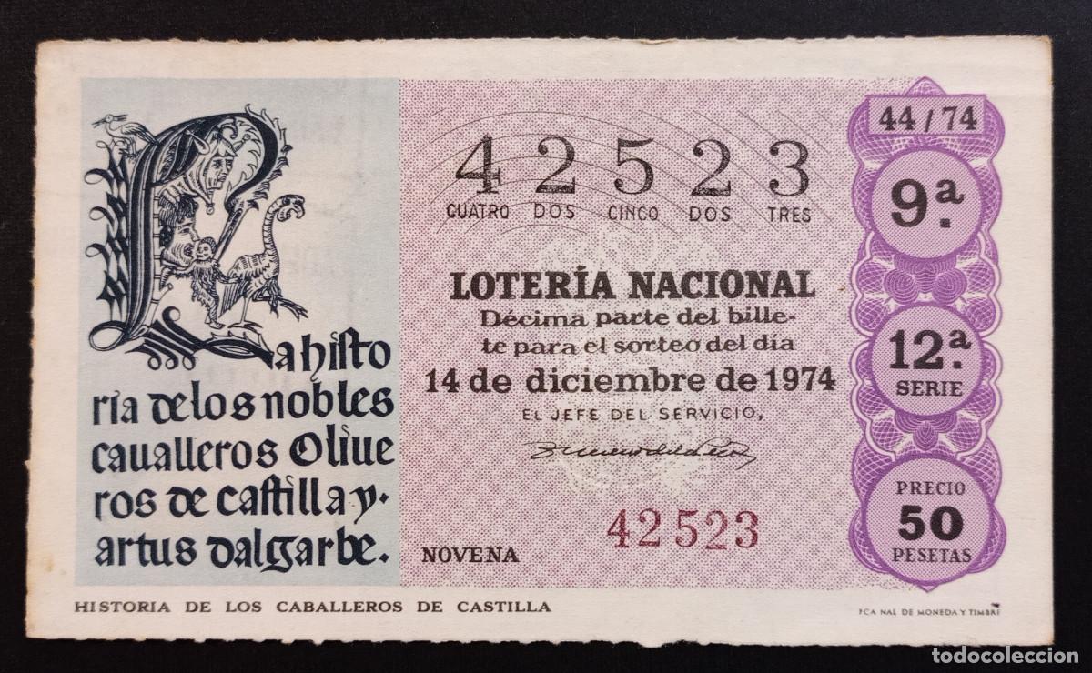Loter&iacute;a Nacional: D&Eacute;CIMO DE LOTERIA - 14-DICIEMBRE-1974 - HISTORIA DE LOS CABALLEROS DE CASTILLA