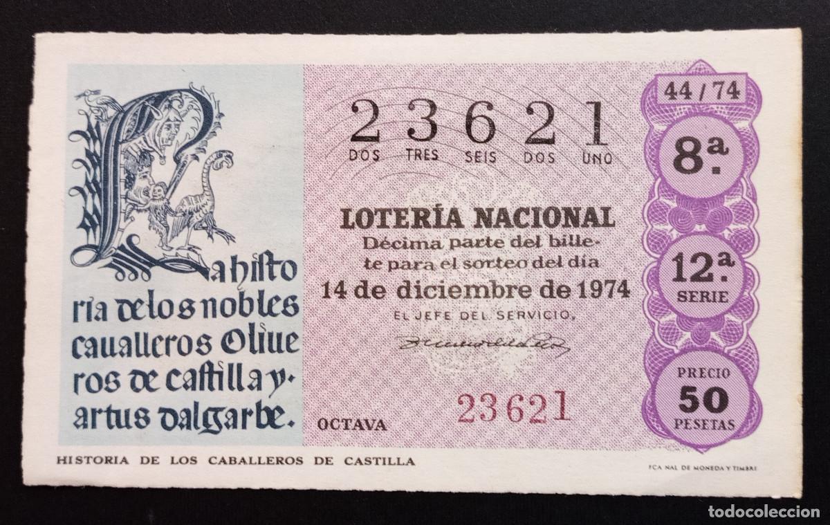 Loter&iacute;a Nacional: D&Eacute;CIMO DE LOTERIA - 14-DICIEMBRE-1974 - HISTORIA DE LOS CABALLEROS DE CASTILLA