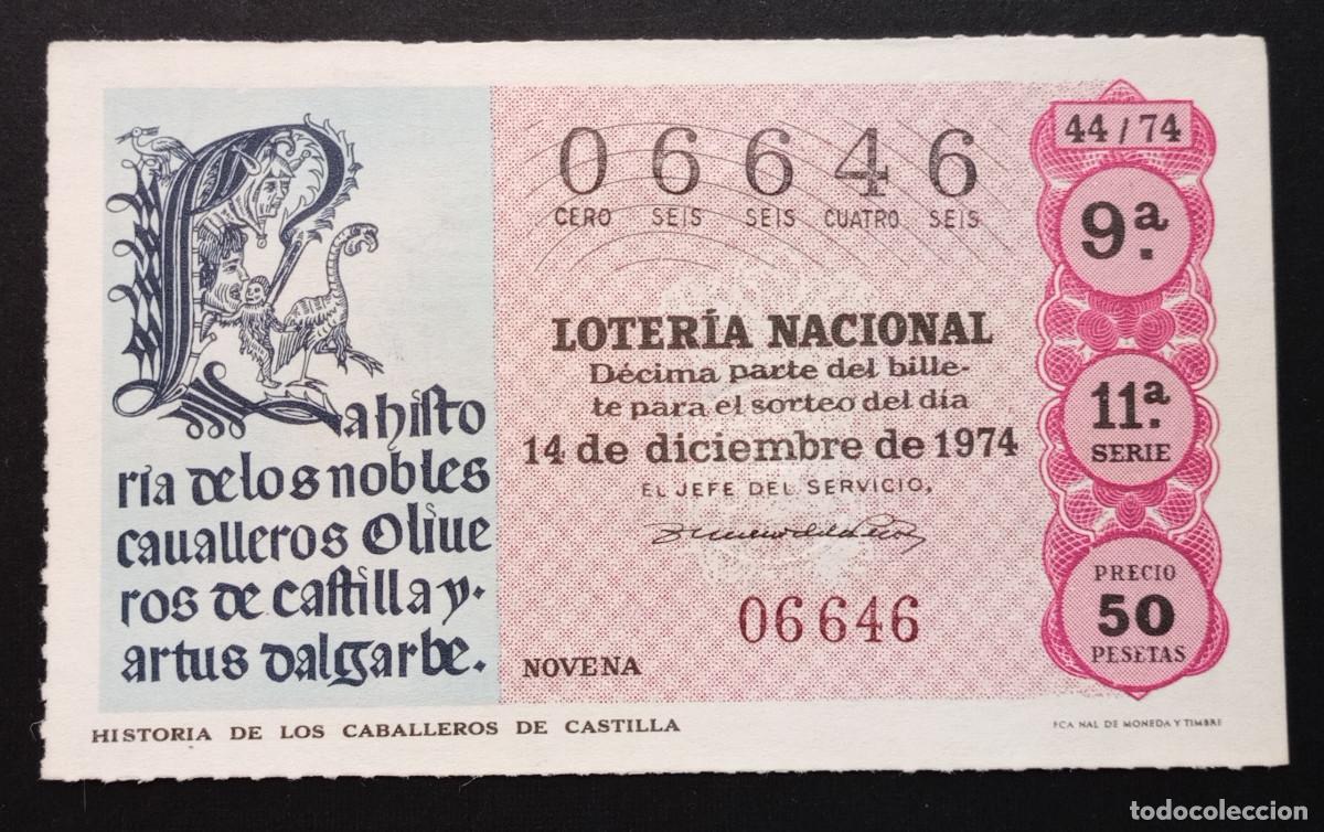 Loter&iacute;a Nacional: D&Eacute;CIMO DE LOTERIA - 14-DICIEMBRE-1974 - HISTORIA DE LOS CABALLEROS DE CASTILLA