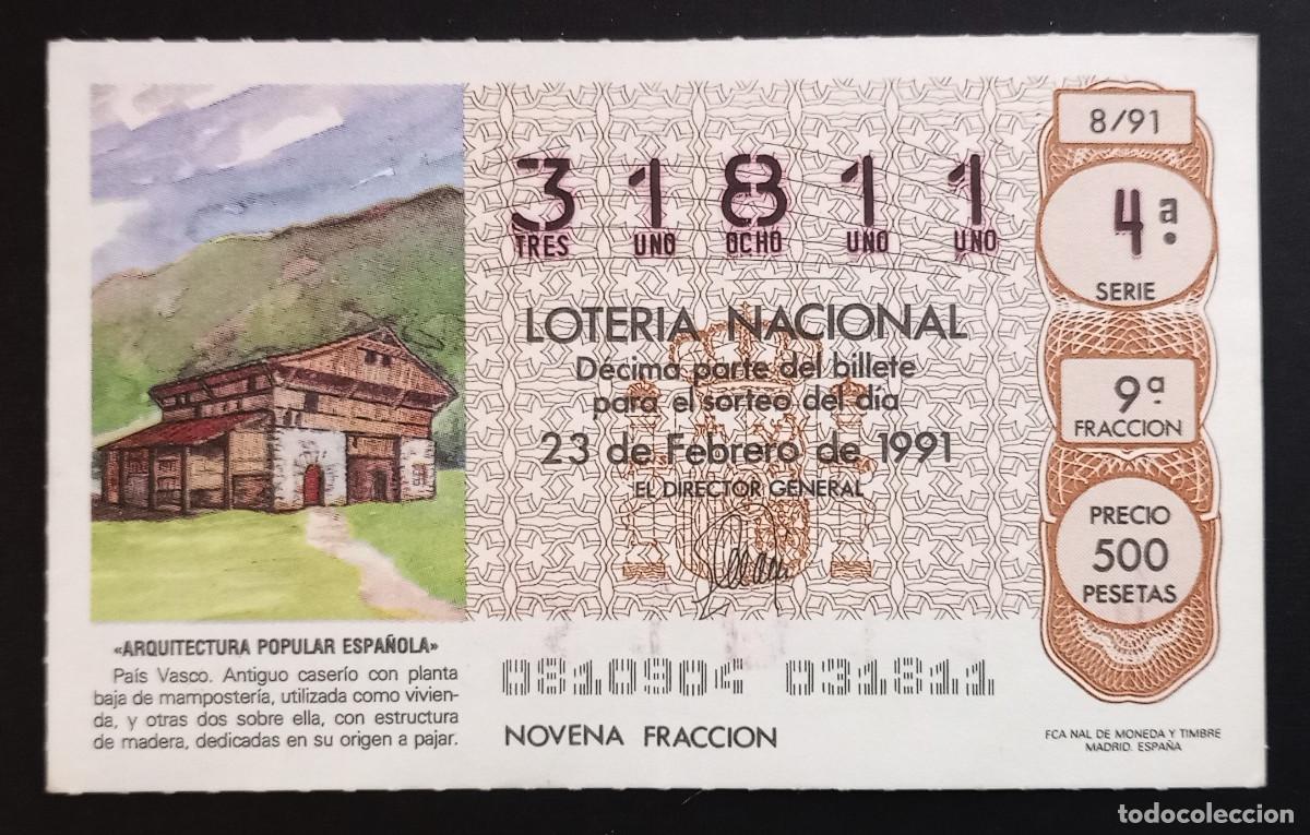 Loter&iacute;a Nacional: D&Eacute;CIMO DE LOTERIA - 23-FEBRERO-1991 - ARQUITECTURA POPULAR ESPA&Ntilde;OLA - PAIS VASCO