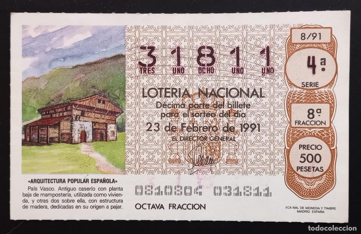 Loter&iacute;a Nacional: D&Eacute;CIMO DE LOTERIA - 23-FEBRERO-1991 - ARQUITECTURA POPULAR ESPA&Ntilde;OLA - PAIS VASCO