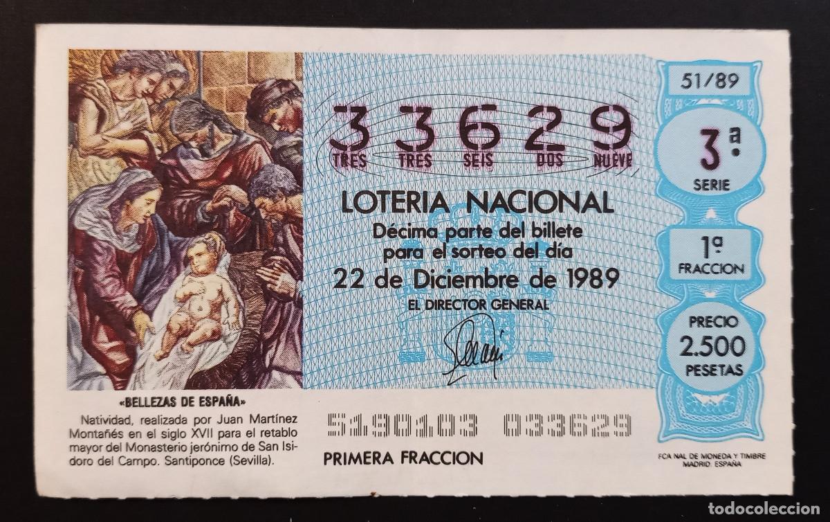 Loter&iacute;a Nacional: D&Eacute;CIMO DE LOTERIA - 22-DICIEMBRE-1989 - BELLEZAS DE ESPA&Ntilde;A, NATIVIDAD DE JUAN MART&Iacute;NEZ MONTA&Ntilde;&Eacute;S