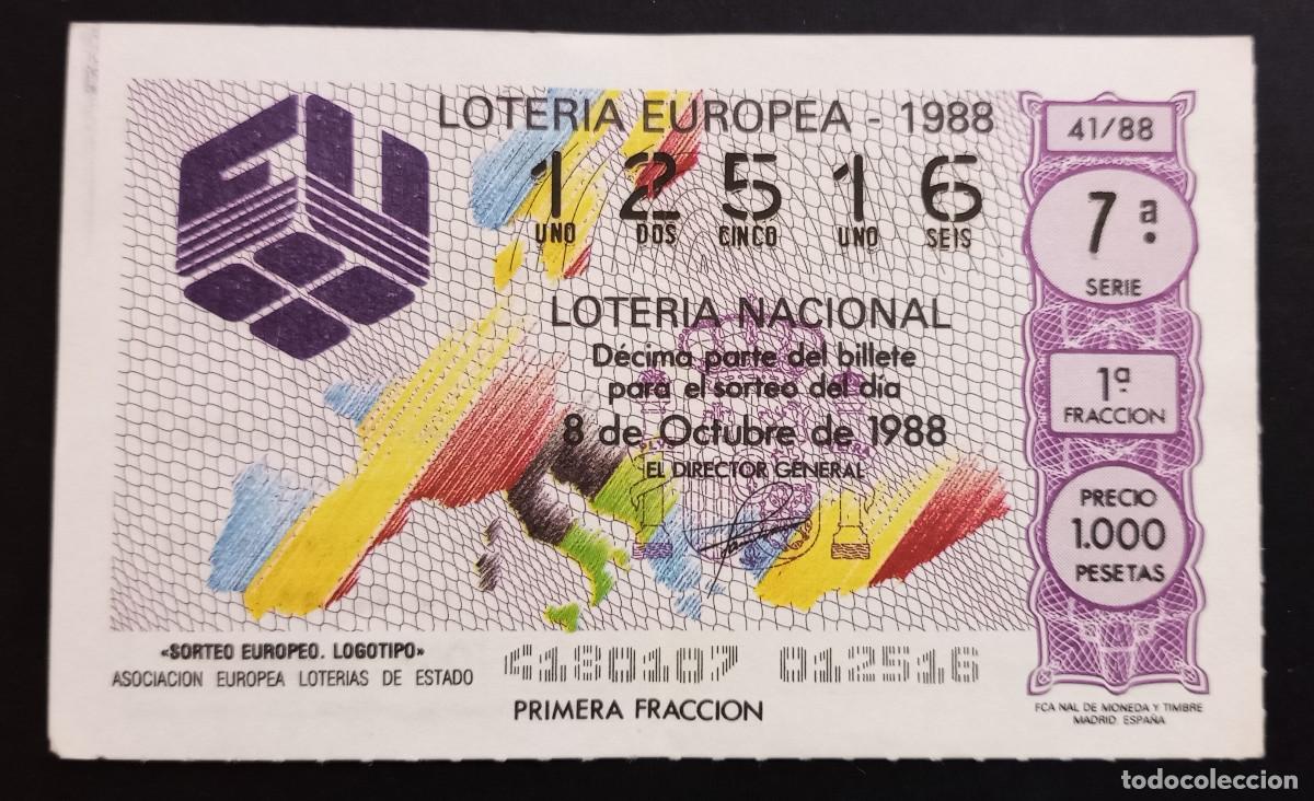 Loter&iacute;a Nacional: D&Eacute;CIMO DE LOTERIA - 8-OCTUBRE-1988 - SORTEO EUROPEO, LOGOTIPO