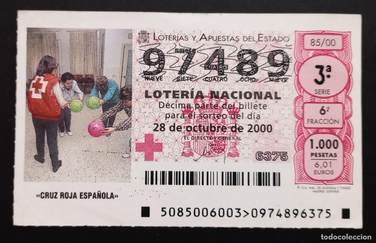 Loter&iacute;a Nacional: D&Eacute;CIMO DE LOTERIA - 28-OCTUBRE-2000 - CRUZ ROJA ESPA&Ntilde;OLA