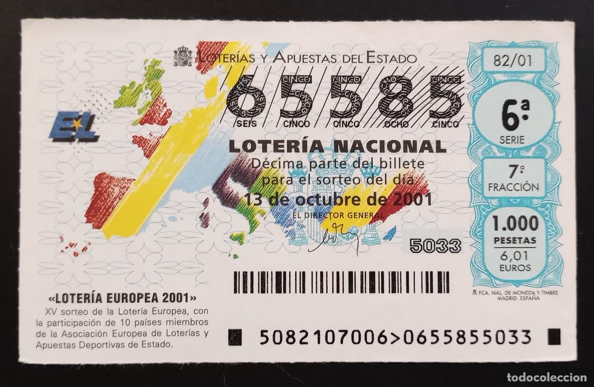 Loter&iacute;a Nacional: D&Eacute;CIMO DE LOTERIA - 13-OCTUBRE-2001 - LOTERIA EUROPEA 2001