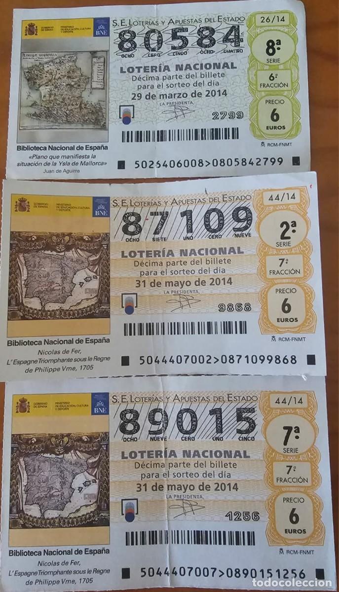 Loter&iacute;a Nacional: Lote 3 Billetes Loter&iacute;a Nacional 2014