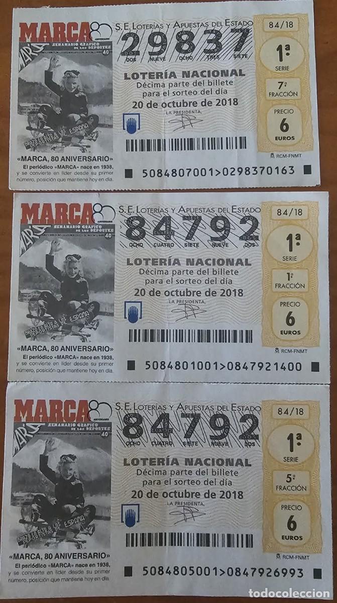 Loter&iacute;a Nacional: Lote 3 Billetes Loter&iacute;a Nacional Marca