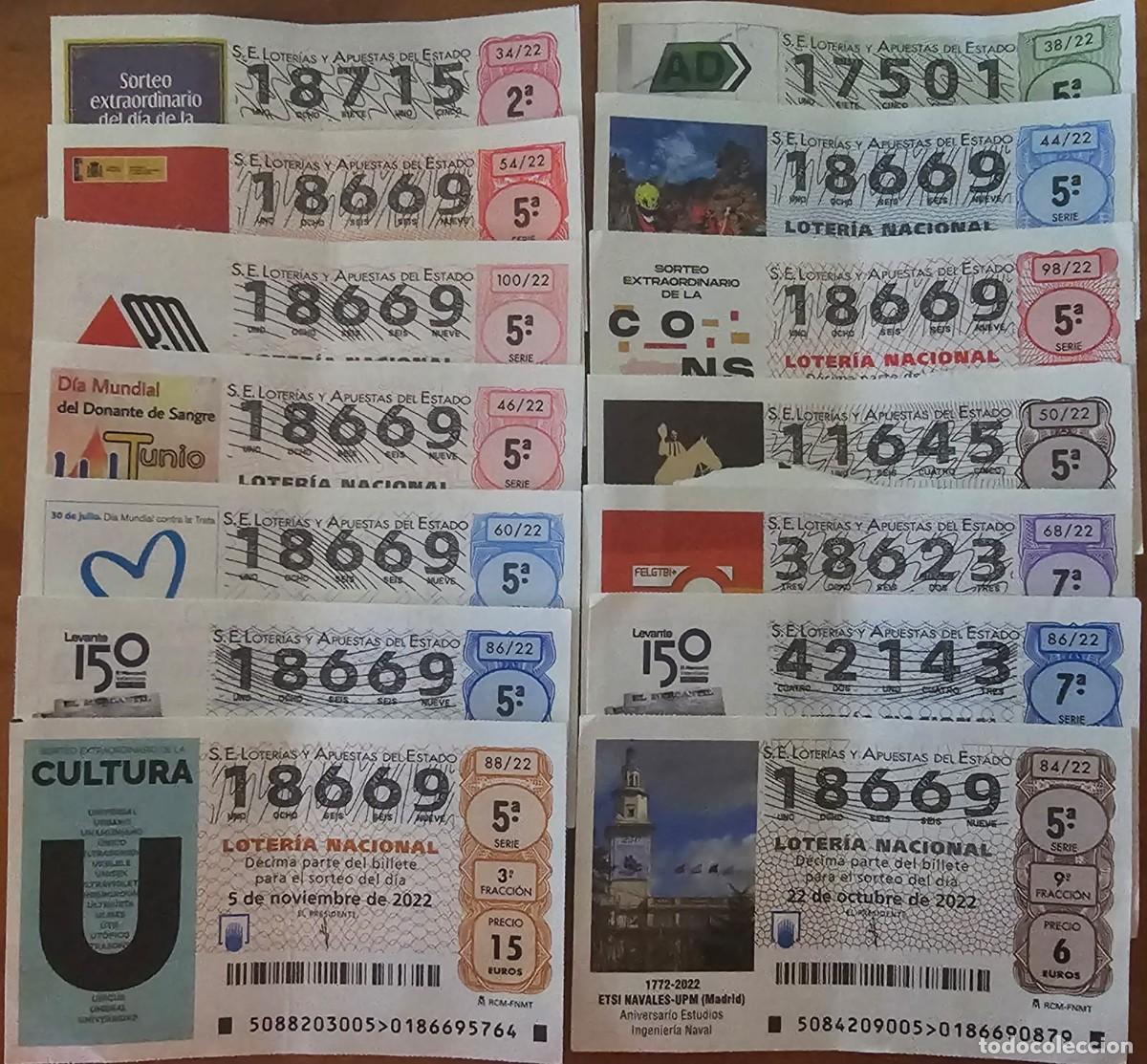 Loter&iacute;a Nacional: Lote Loter&iacute;a Nacional 2022 Varios N&uacute;meros