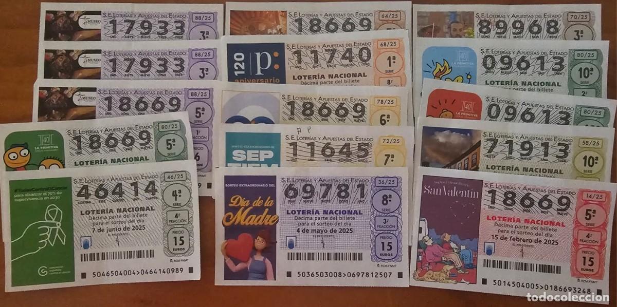 Loter&iacute;a Nacional: Lote 15 d&eacute;cimos Loter&iacute;a Nacional varios sorteos