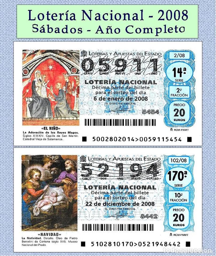 Loter&iacute;a Nacional: 2008 - Loter&iacute;a Nacional / Todos los sorteos de los S&aacute;bados A&ntilde;o completo / Buena calidad