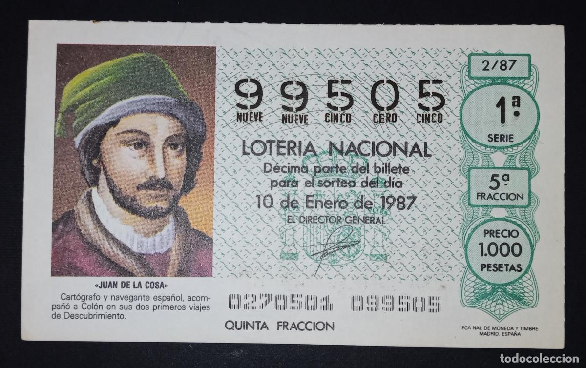 Loter&iacute;a Nacional: D&Eacute;CIMO DE LOTERIA - 10-ENERO-1987 - JUAN DE LA COSA