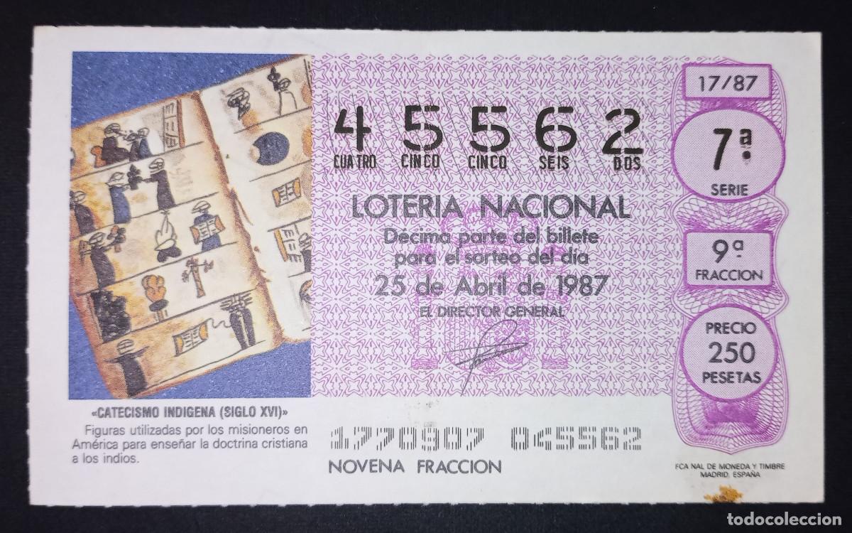 Loter&iacute;a Nacional: D&Eacute;CIMO DE LOTERIA - 25-ABRIL-1987 - CATECISMO IND&Iacute;GENA