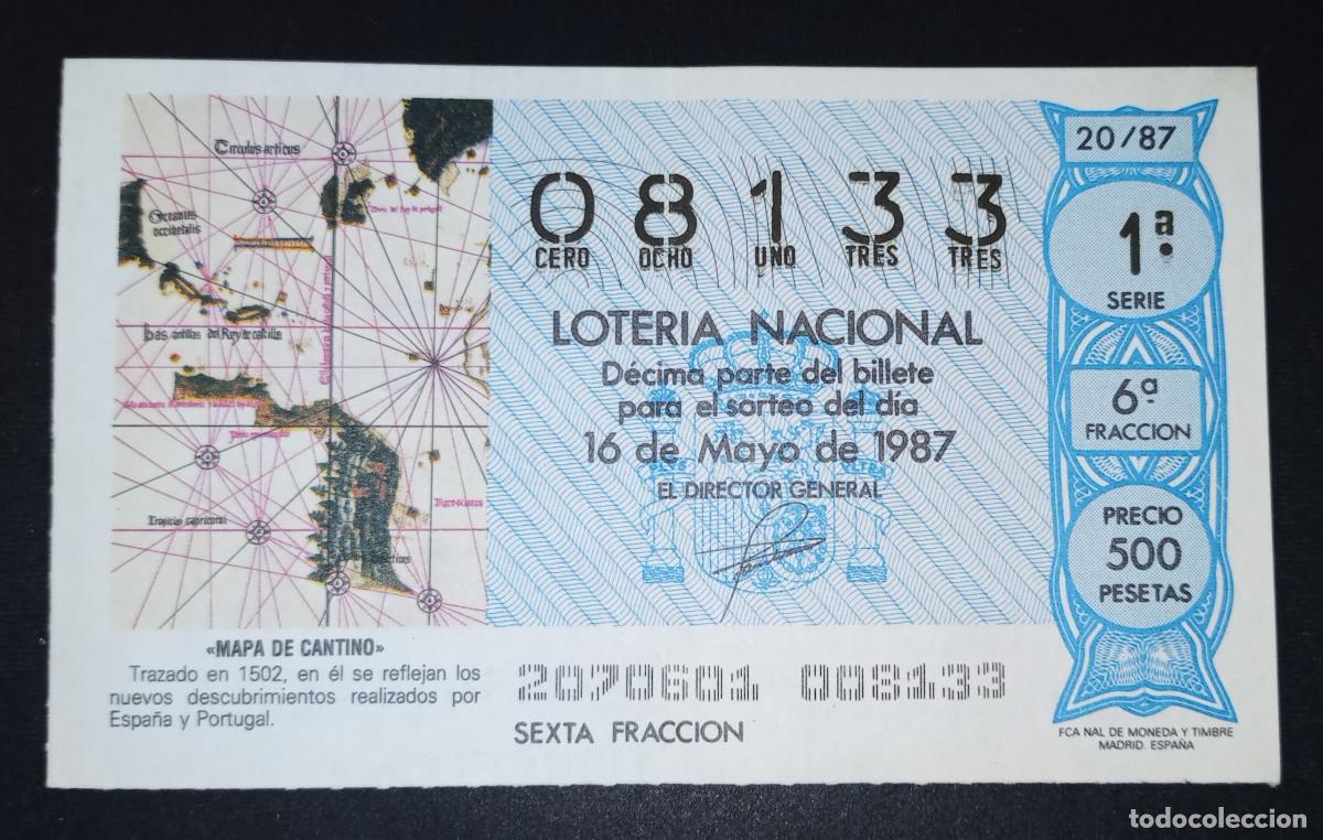 Loter&iacute;a Nacional: D&Eacute;CIMO DE LOTERIA - 16-MAYO-1987 - MAPA DE CANTINO