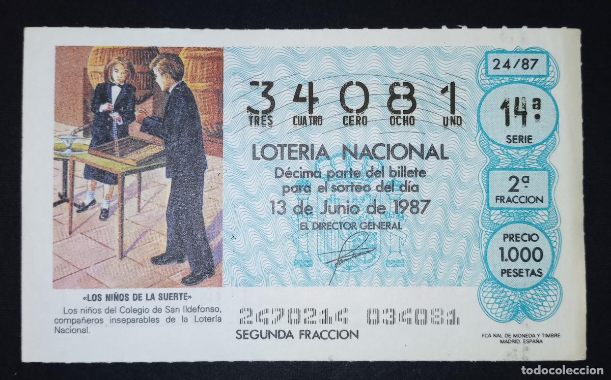 Loter&iacute;a Nacional: D&Eacute;CIMO DE LOTERIA - 13-JUNIO-1987 - LOS NI&Ntilde;OS DE LA SUERTE