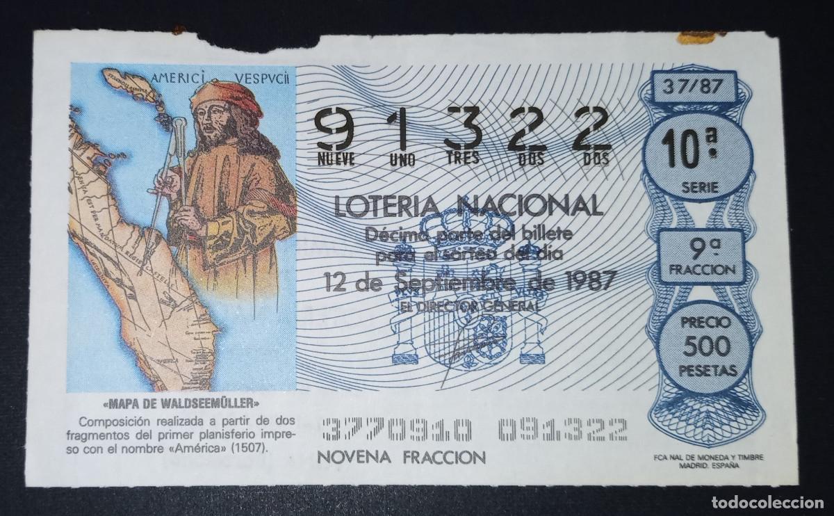 Loter&iacute;a Nacional: D&Eacute;CIMO DE LOTERIA - 12-SEPTIEMBRE-1987 - MAPA DE WALDSEEM&Uuml;LLER