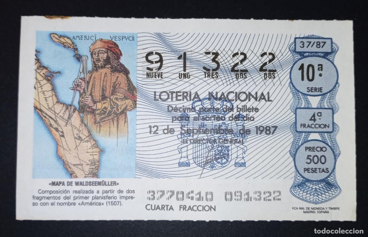 Loter&iacute;a Nacional: D&Eacute;CIMO DE LOTERIA - 12-SEPTIEMBRE-1987 - MAPA DE WALDSEEM&Uuml;LLER