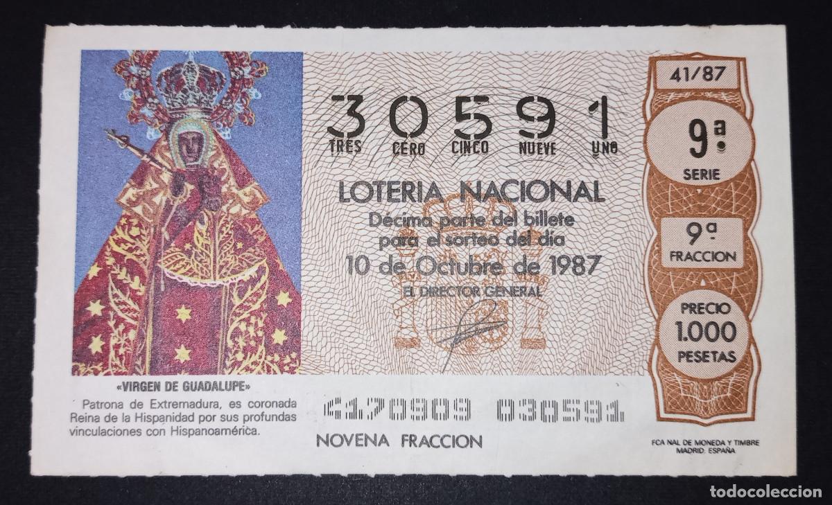 Loter&iacute;a Nacional: D&Eacute;CIMO DE LOTERIA - 10-OCTUBRE-1987 - VIRGEN DE GUADALUPA