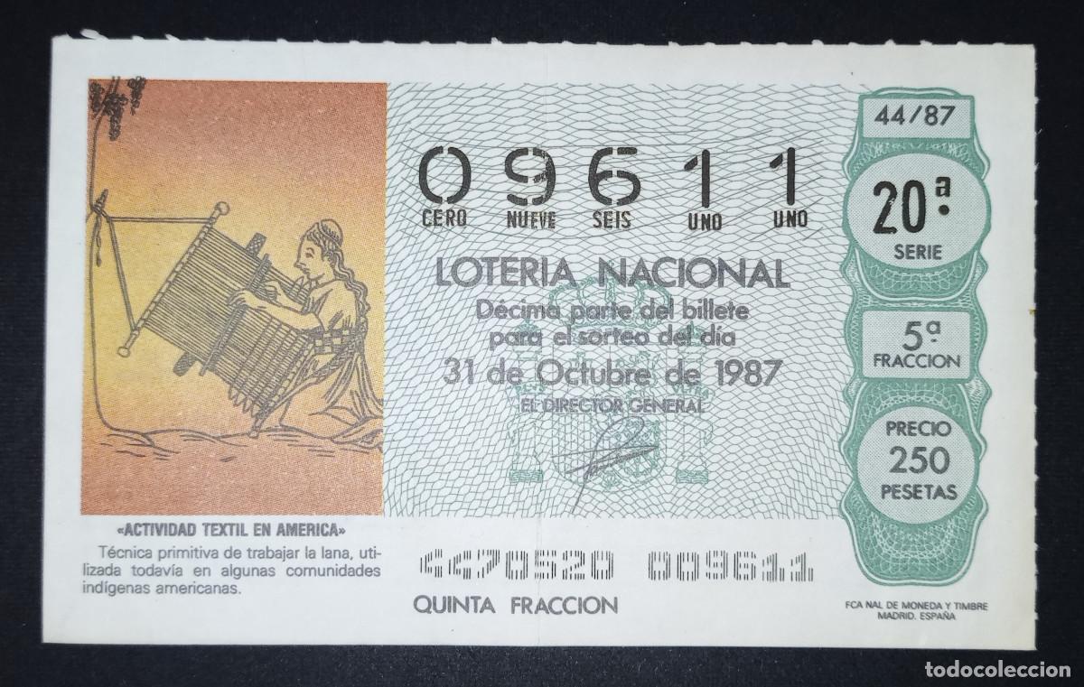 Loter&iacute;a Nacional: D&Eacute;CIMO DE LOTERIA - 31-OCTUBRE-1987 - ACTIVIDAD TEXTIL EN AM&Eacute;RICA