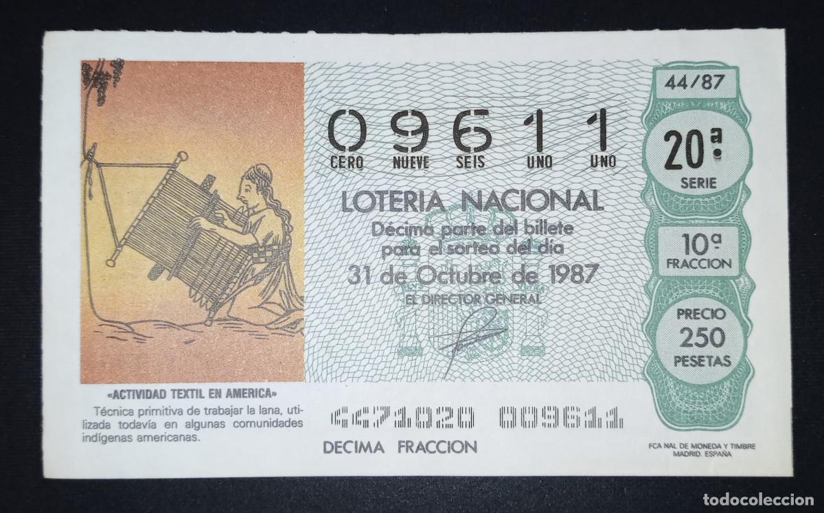Loter&iacute;a Nacional: D&Eacute;CIMO DE LOTERIA - 31-OCTUBRE-1987 - ACTIVIDAD TEXTIL EN AM&Eacute;RICA