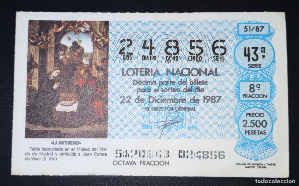 Loter&iacute;a Nacional: D&Eacute;CIMO DE LOTERIA - 22-DICIEMBRE-1987 - NATIVIDAD ATRIBUIDA A JUAN CORREA DE VIVAR