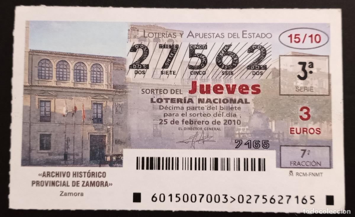 Loter&iacute;a Nacional: D&Eacute;CIMO DE LOTERIA - 25-FEBRERO-2010 - ARCHIVO HIST&Oacute;RICO PROVINCIAL DE ZAMORA