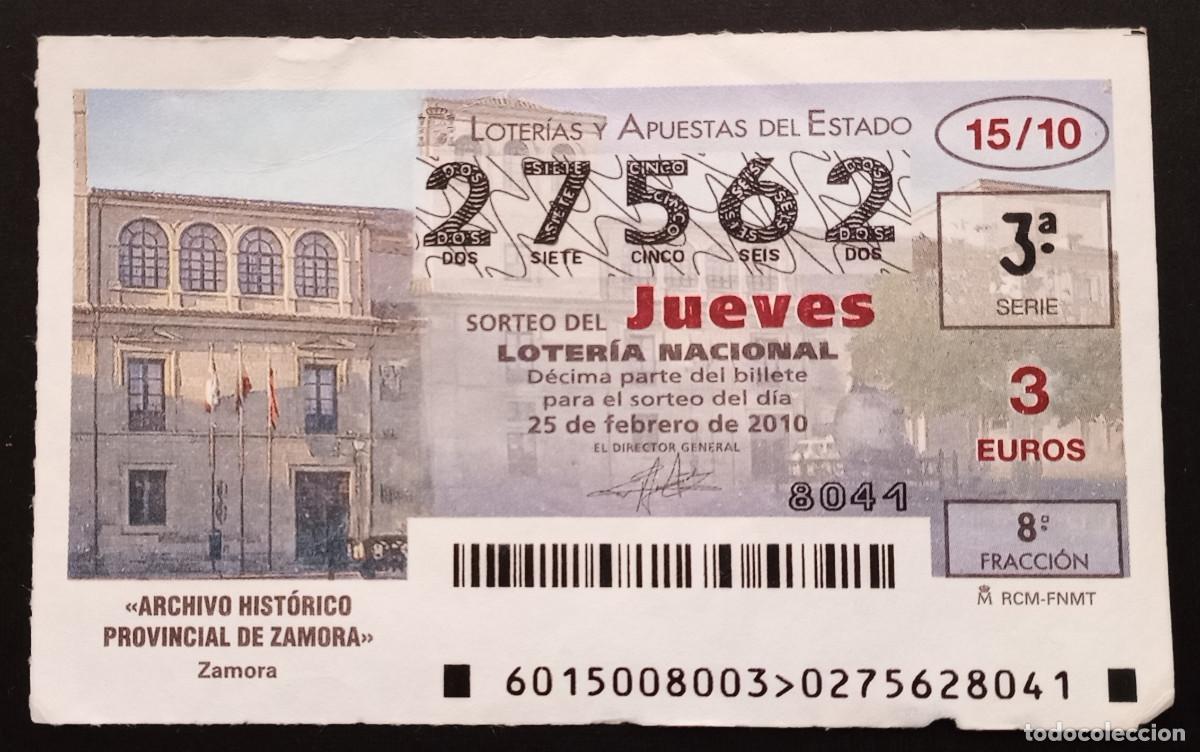 Loter&iacute;a Nacional: D&Eacute;CIMO DE LOTERIA - 25-FEBRERO-2010 - ARCHIVO HIST&Oacute;RICO PROVINCIAL DE ZAMORA