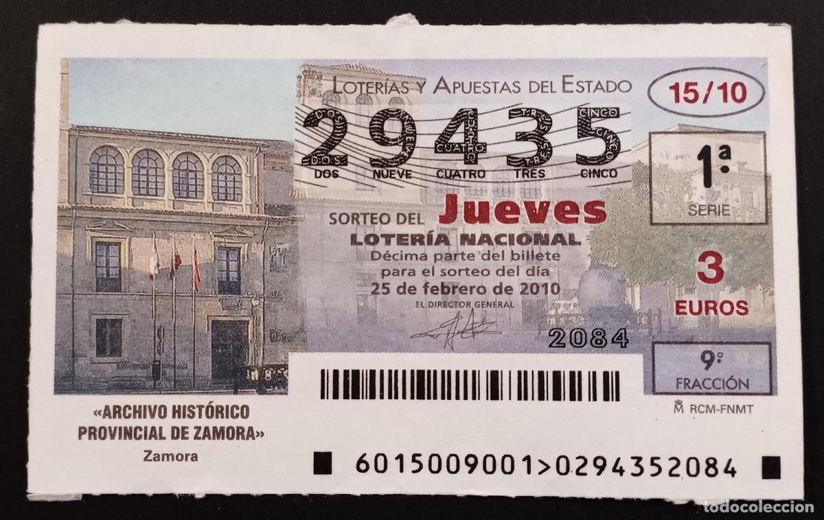 Loter&iacute;a Nacional: D&Eacute;CIMO DE LOTERIA - 25-FEBRERO-2010 - ARCHIVO HIST&Oacute;RICO PROVINCIAL DE ZAMORA