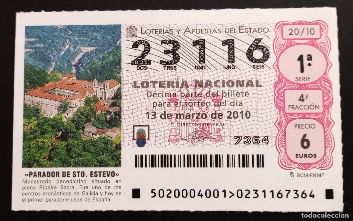 Loter&iacute;a Nacional: D&Eacute;CIMO DE LOTERIA - 13-MARZO-2010 - PARADOR DE STO. ESTEVO