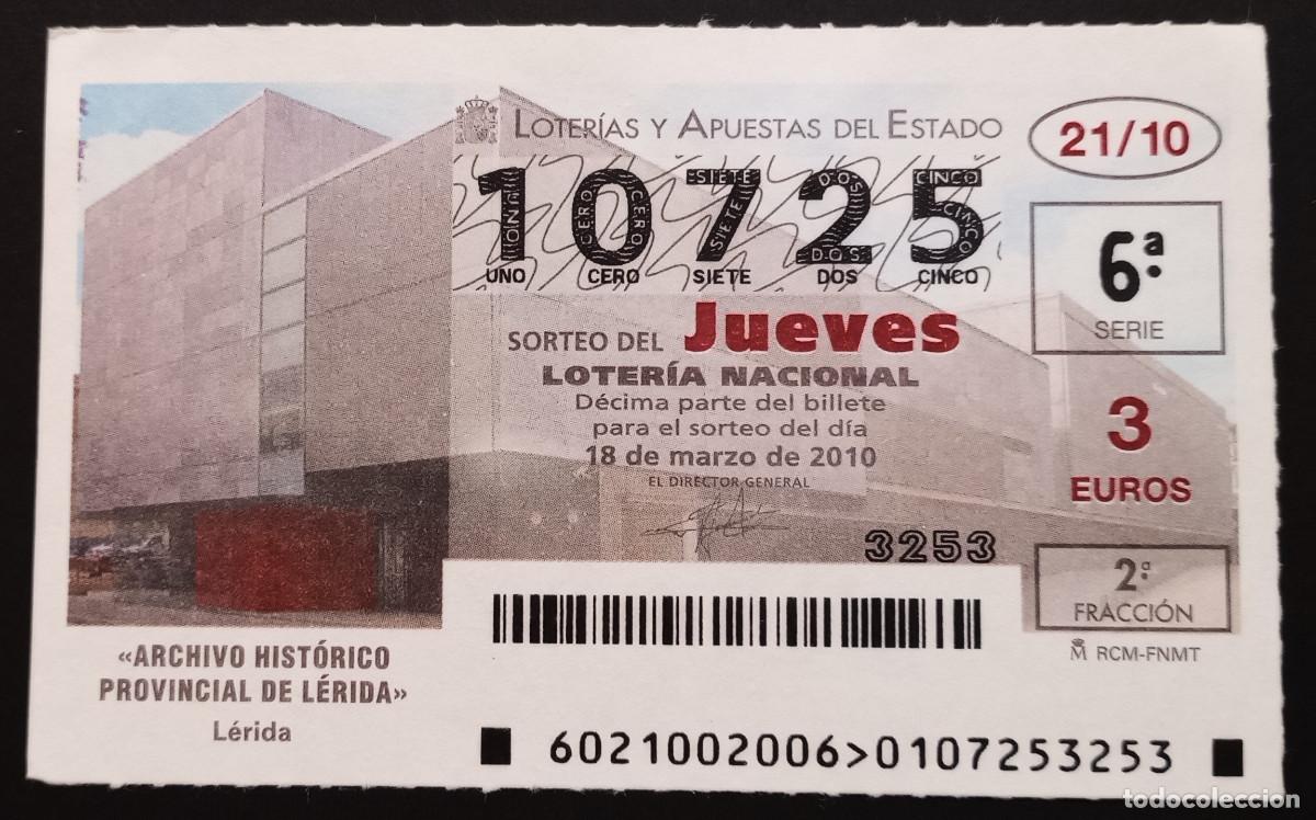 Loter&iacute;a Nacional: D&Eacute;CIMO DE LOTERIA - 18-MARZO-2010 - ARCHIVO HIST&Oacute;RICO PROVINCIAL DE L&Eacute;RIDA