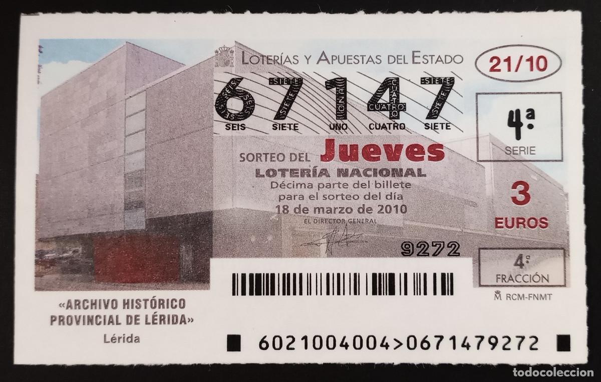 Loter&iacute;a Nacional: D&Eacute;CIMO DE LOTERIA - 18-MARZO-2010 - ARCHIVO HIST&Oacute;RICO PROVINCIAL DE L&Eacute;RIDA