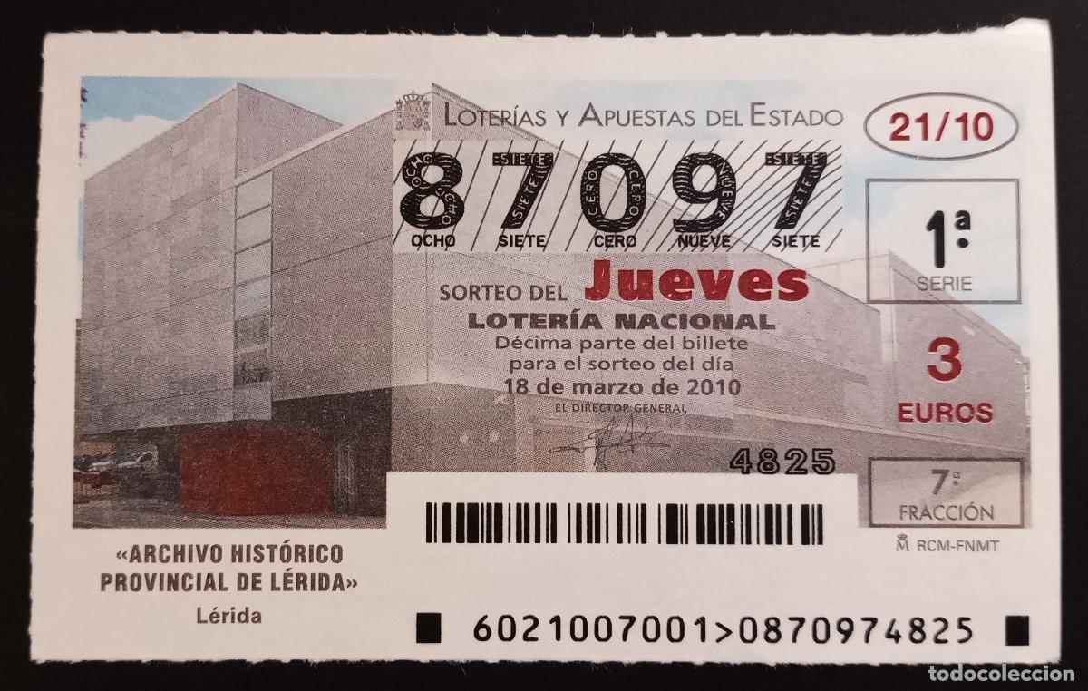Loter&iacute;a Nacional: D&Eacute;CIMO DE LOTERIA - 18-MARZO-2010 - ARCHIVO HIST&Oacute;RICO PROVINCIAL DE L&Eacute;RIDA