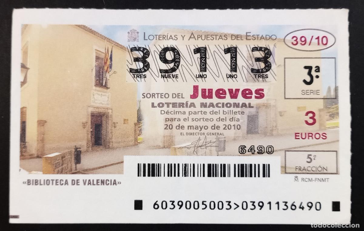 Loter&iacute;a Nacional: D&Eacute;CIMO DE LOTERIA - 20-MAYO-2010 - BIBLIOTECA DE VALENCIA