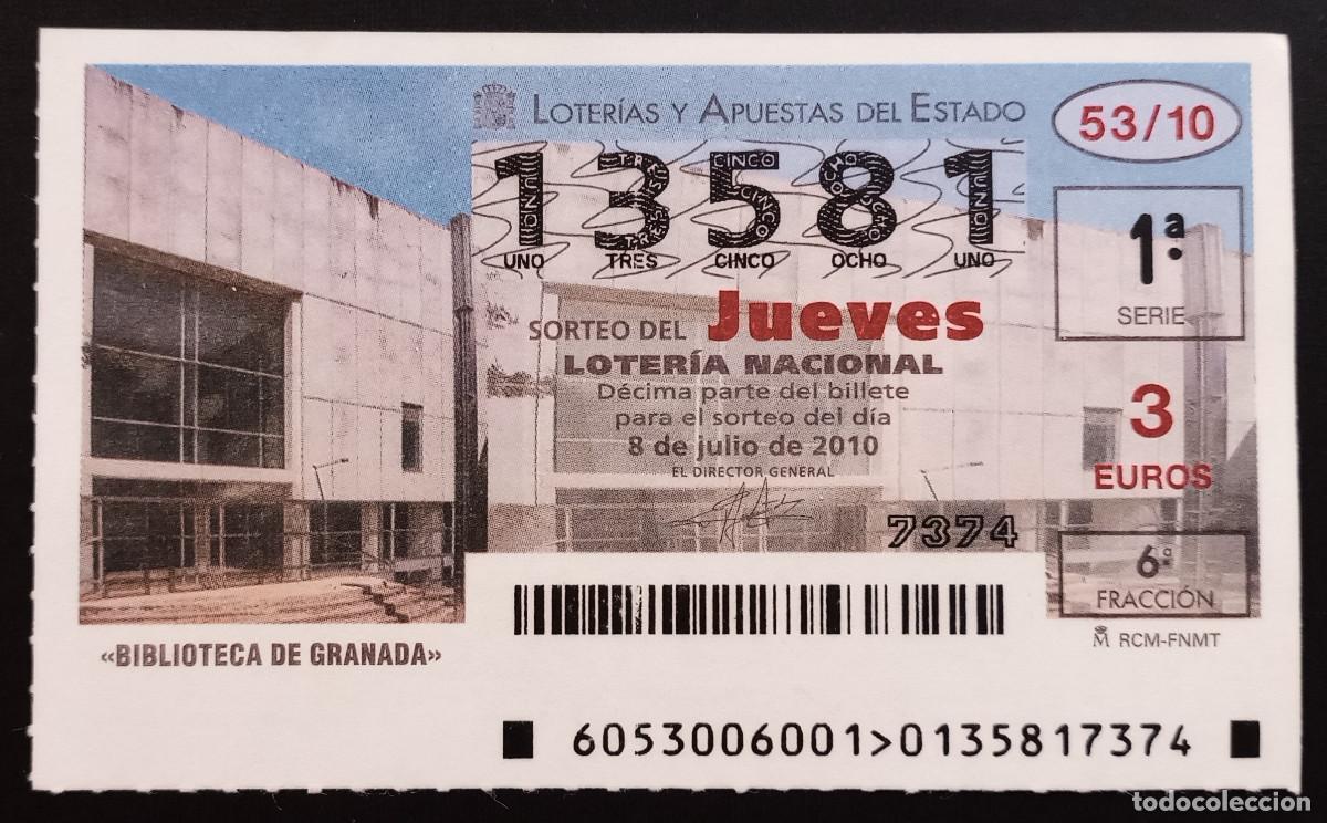 Loter&iacute;a Nacional: D&Eacute;CIMO DE LOTERIA - 8-JULIO-2010 - BIBLIOTECA DE GRANADA