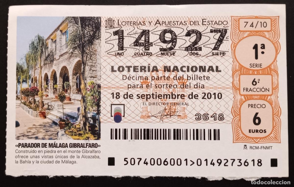 Loter&iacute;a Nacional: D&Eacute;CIMO DE LOTERIA - 18-SEPTIEMBRE-2010 - PARADOR DE M&Aacute;LAGA GIBRALFARO