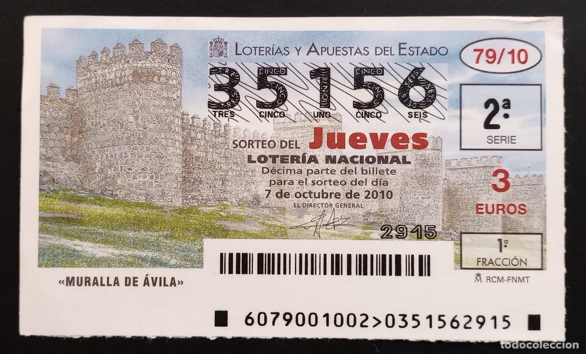 Loter&iacute;a Nacional: D&Eacute;CIMO DE LOTERIA - 7-OCTUBRE-2010 - MURALLA DE &Aacute;VILA