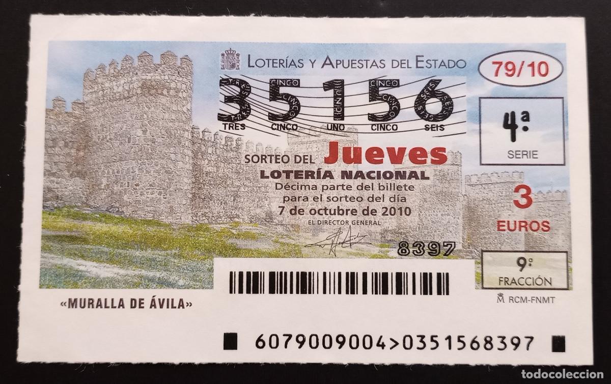 Loter&iacute;a Nacional: D&Eacute;CIMO DE LOTERIA - 7-OCTUBRE-2010 - MURALLA DE &Aacute;VILA