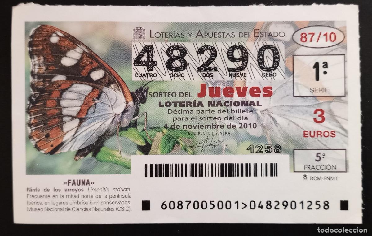 Loter&iacute;a Nacional: D&Eacute;CIMO DE LOTERIA - 4-NOVIEMBRE-2010 - FAUNA. NINFA DE LOS ARROYOS