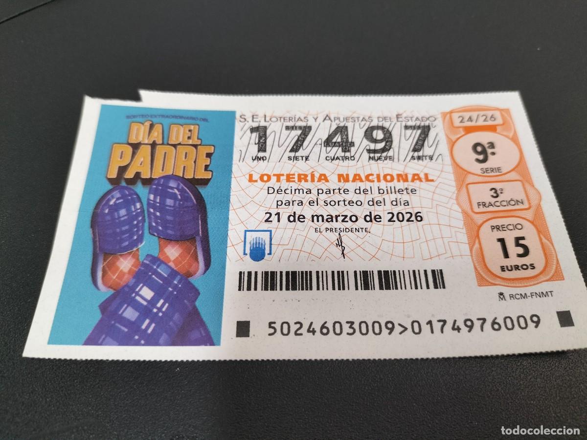 Loter&iacute;a Nacional: 1 DECIMO LOTERIA NACIONAL SABADO 21 MARZO 2026 24/26 DIA DEL PADRE ( ZAPATILLAS DE CASA AZULES